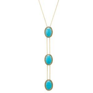 House of Harlow 1960 - Tanta 3 Tier Bolo Pendant - Gold & Turquoise
